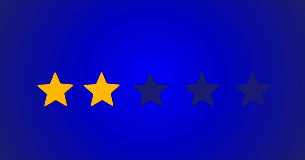 5 Star Rating Bestseller Symbol Given By Business Man Hand Sweeping In 2D Animation With Blue Background — Stock Video