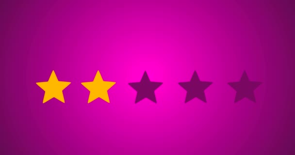 5 Star Rating Bestseller Symbole donné par l'homme d'affaires balayage à la main dans l'animation 2D avec fond rose et violet — Video