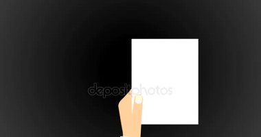 Yasal belge ve anlaşma sembol siyah beyaz kağıt düz vektör 4 k animasyon damgası ile sözleşme