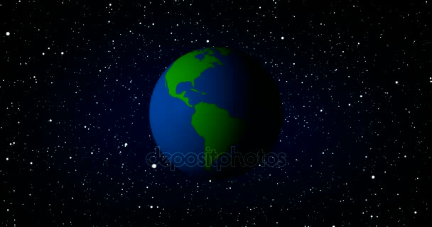 Plant Earth Globe Rotating Through Space with Space and Stars in Bacground 3D Reded Animation with Continents — Videoclip de stoc