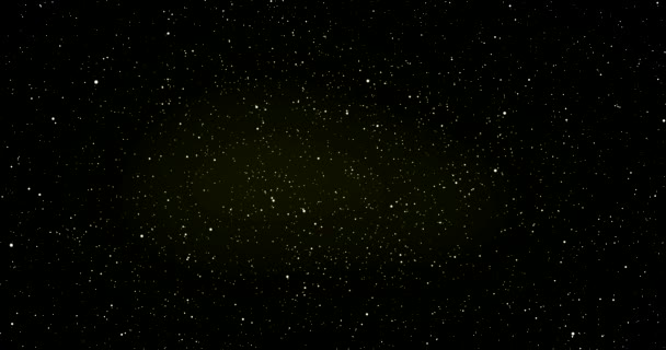 夜晚的天空慢慢地转动与金色的星凝视空间背景 3d 渲染动画 — 图库视频影像