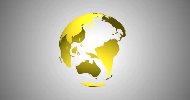 Planeta Tierra Globo Noticias Modernas Fondo Inconsútil 3D Renderizado Vector Animación en Oro Amarillo — Vídeo de stock