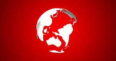 Döndürme Planet Earth dünya gezegenler vurgulanan 3d render animasyon şık beyaz ile kırmızı ile Haberler Intro