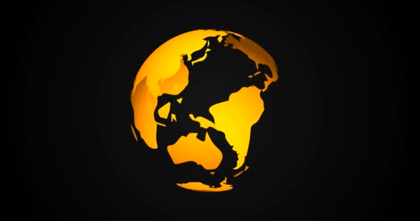 Novinky Intro s rotace planety země Globe s planety zvýrazněné 3d tavené animace zlatá na černé — Stock video