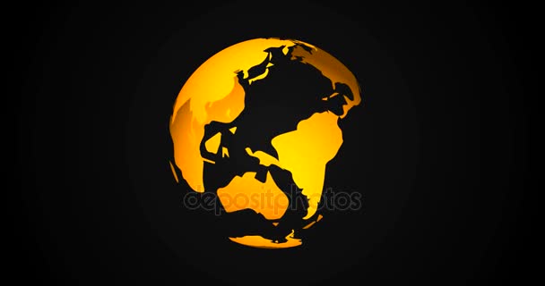 News Intro With Rotation Planet Earth Globe With Planets Highlighted 3D Rendered Animation Golden on Black
