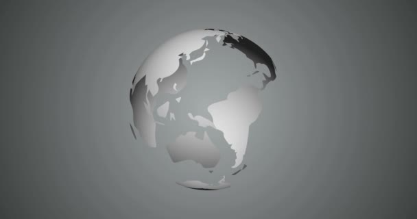 News-Intro mit Rotation Planet Erde Globus mit hervorgehobenen Planeten 3D gerenderte Animation in Silbergrau