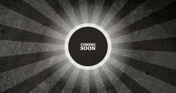 Coming Soon Vintage Intro Button with Retro Look Rendered Animation in Black — Stock Video