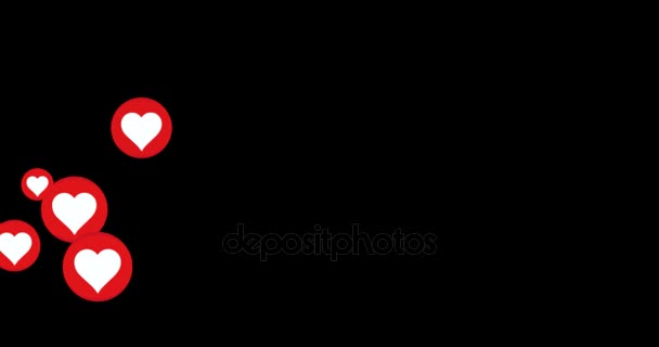 Concept de bouton Hearts pour le succès des réseaux sociaux - Animation vidéo rendue 4k sur fond noir 