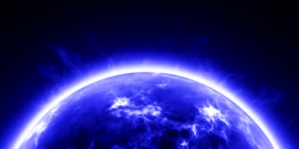 Burning Blue Planet With Wavering Energy Bursting Out on Surface - Rendered 4k Animation Video — Stock Video