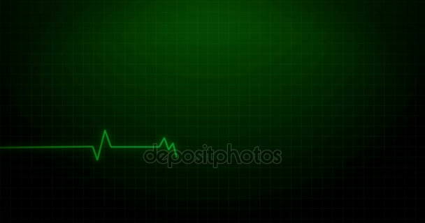 EKG latido del corazón en la grabación del monitor de pulso - Green Healthcare Animated 4k renderizado de imágenes . — Vídeo de stock