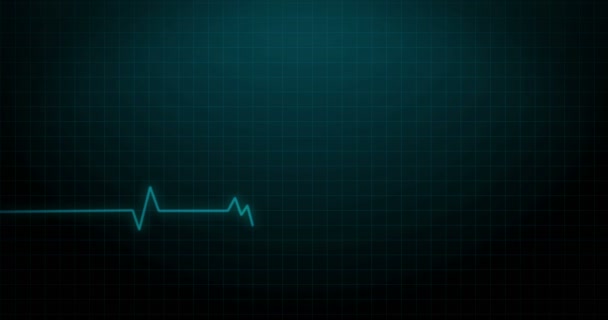 心电图心跳监视器记录的脉冲-蓝色医疗保健在动画 4 k 呈现画面. — 图库视频影像