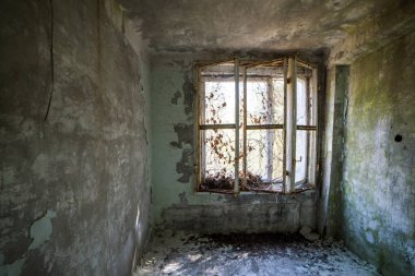 Düz apartmanda terk edilmiş Pripyat City Çernobil dışlama bölgesi, Ukrayna