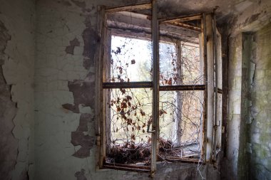Pripyat, Chernobyl bölgeyi terk edilmiş bir binada Çernobil, dışlama bölgesi, Ukrayna