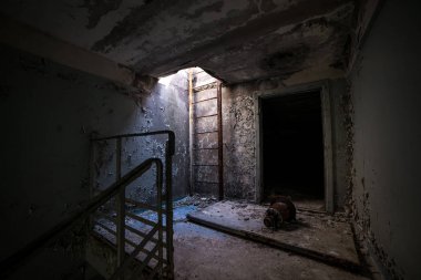Pripyat, Chernobyl bölgeyi terk edilmiş bir binada Çernobil, dışlama bölgesi, Ukrayna