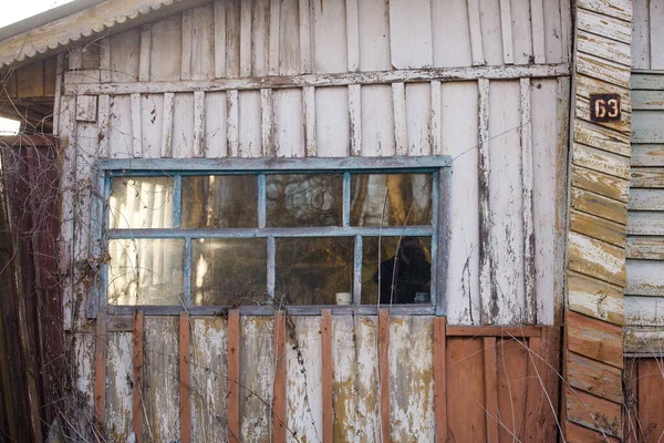 Casa Madeira Abandonada Uma Aldeia Morta Zona Exclusão Chernobyl — Fotografia de Stock