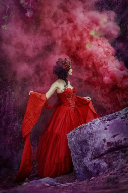 Bir kızın ormandaki masal görüntü