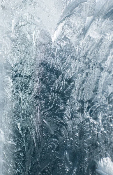 Mroźny wzory na szkle w zimie — Zdjęcie stockowe