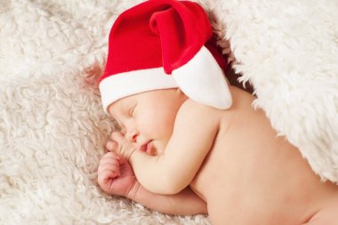Bir Santa Claus şapka bir bebek