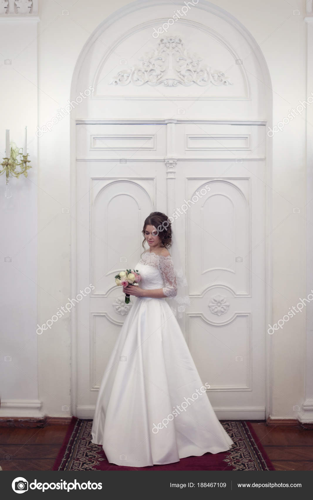 Portrait Of The Bride Next To The Beautiful Door Stock