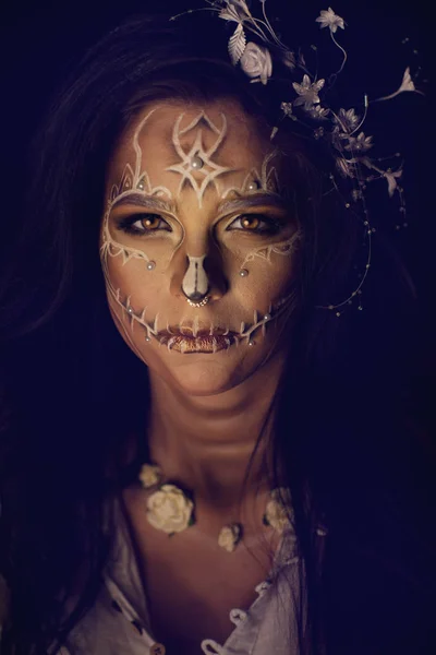Girl with a stylized make-up of a dead bride — Stock Photo, Image