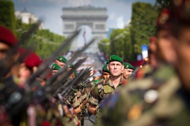 France, Paris - 14 july 2011. Legionnaires march on the parade on the Champs Elysees. clipart