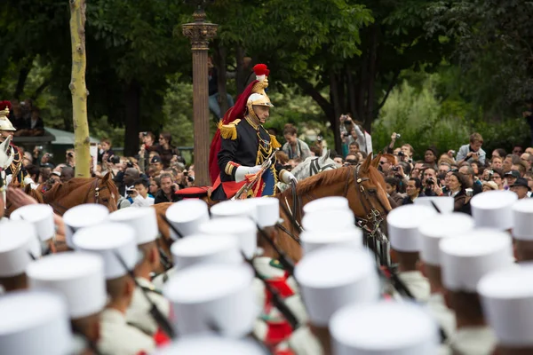 Paris, France - July 14, 2012. Equestrian French Republican Guard takes part in the annual military parade. — Stock Photo, Image