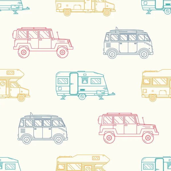 Camper Seamless Pattern — Stock Vector