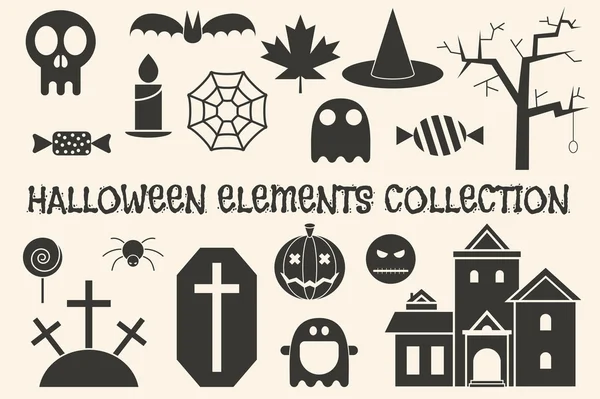 Halloween Outline Objects — Stock Vector