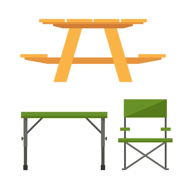 Camping och picknickbord — Stock vektor