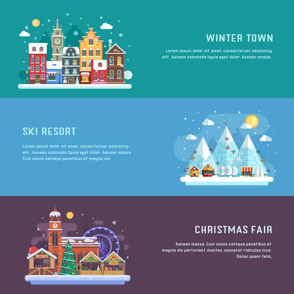 Yeni yıl ve kış seyahat afiş