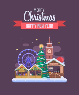 año nuevo y tarjeta de felicitación de Navidad