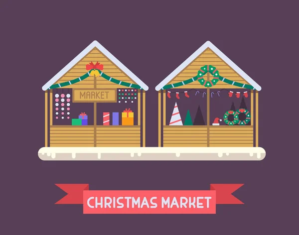 Χριστούγεννα πάγκους στην αγορά — Διανυσματικό Αρχείο