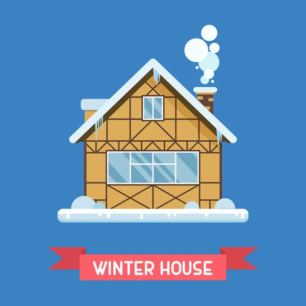 Téli faház ház — Stock Vector