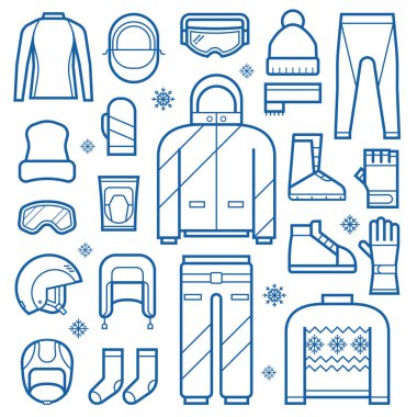 Kış giysileri ve Accessries simgeler