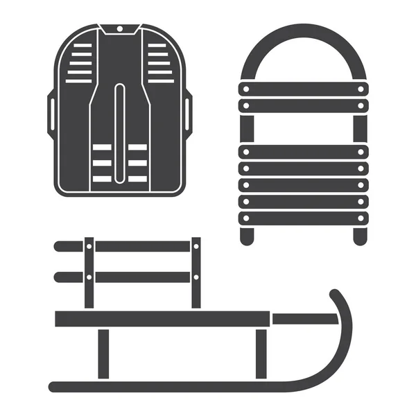 Winter sleeën overzicht Icons Set — Stockvector