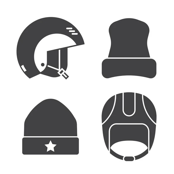 Sports d'hiver tête usure contour icônes — Image vectorielle