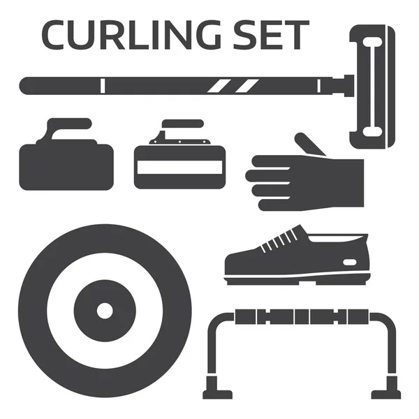 Curling sprzęt konturu ikony — Wektor stockowy