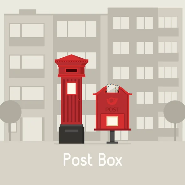 Red Street Mail Boxes — Vetor de Stock
