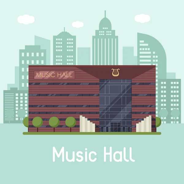 Música Ayuntamiento Paisaje — Vector de stock