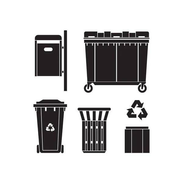 Ikon Tempat Sampah dan Tempat Sampah - Stok Vektor