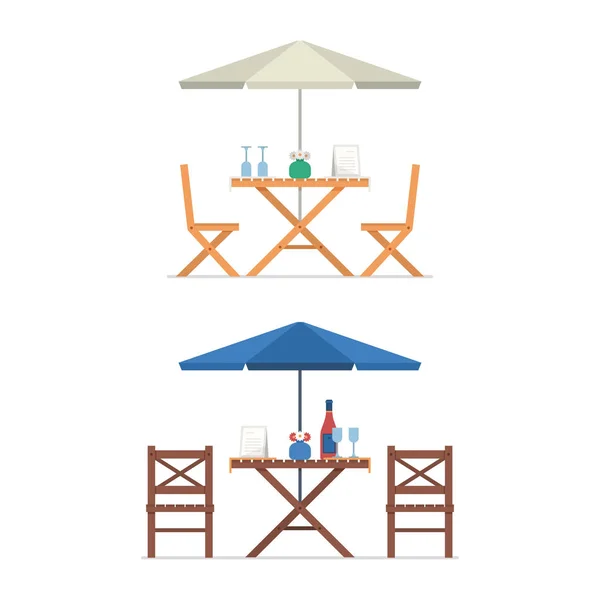 屋外用テーブルおよび椅子 — ストックベクタ
