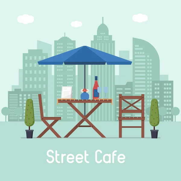 Café al aire libre con mesa y asientos — Archivo Imágenes Vectoriales