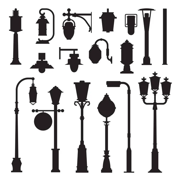 Street Lamps and Lamp Posts Icons — Stock Vector