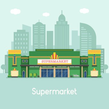 Süpermarket veya bakkal konsept illüstrasyon