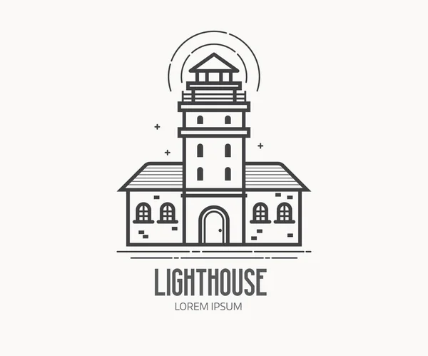 Logotipo do farol em design de linha fina —  Vetores de Stock