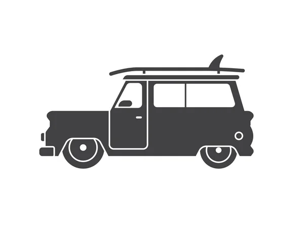 Surf voiture tracé étiquette — Image vectorielle