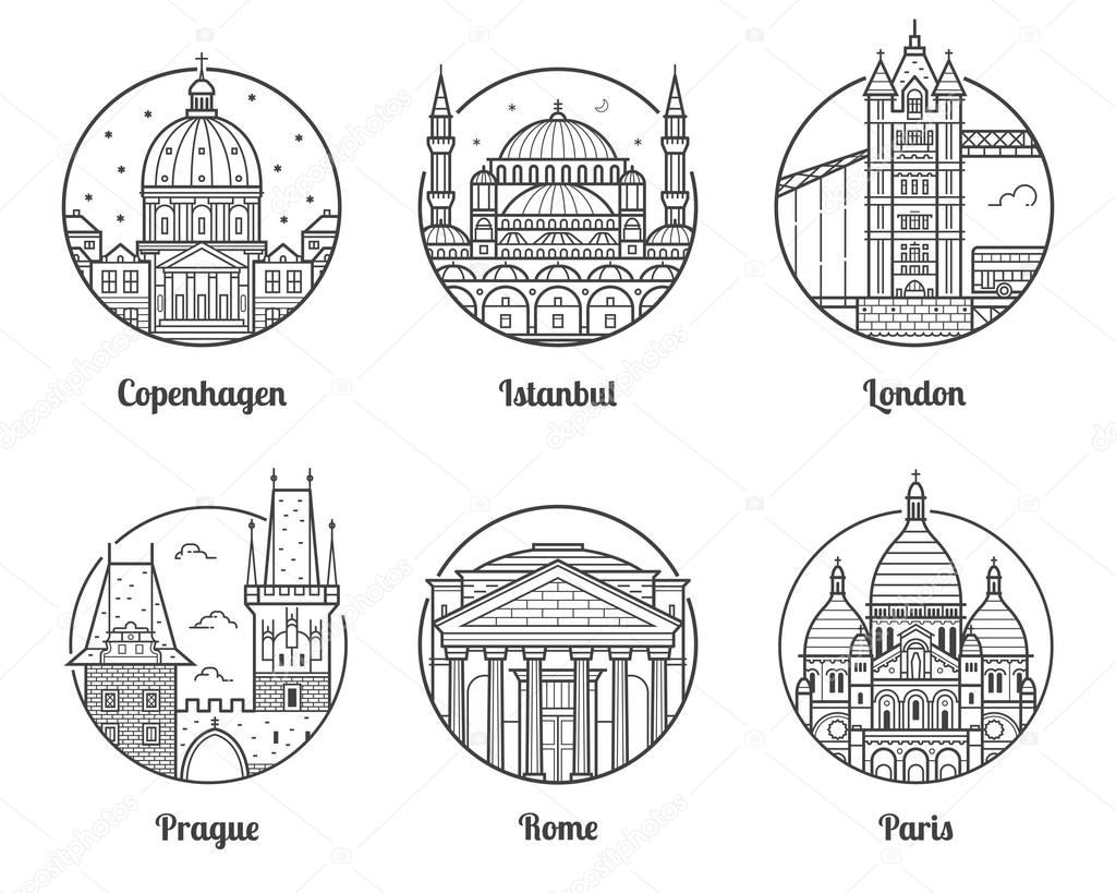 Europe Travel Destinations Icons