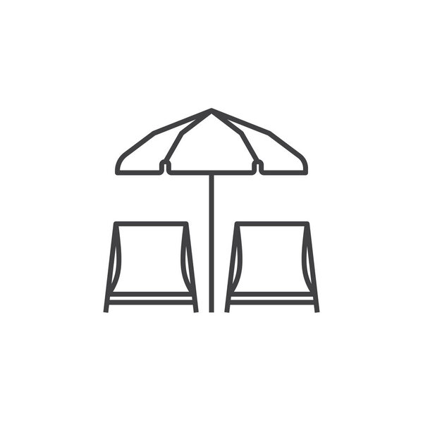 шезлонги и зонтик от солнца
