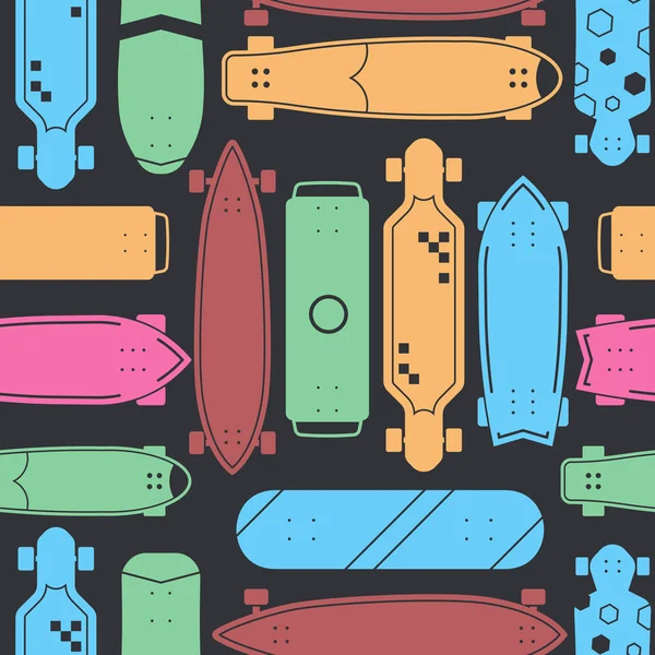 Skateboard sin costura Patrón de fondo — Vector de stock