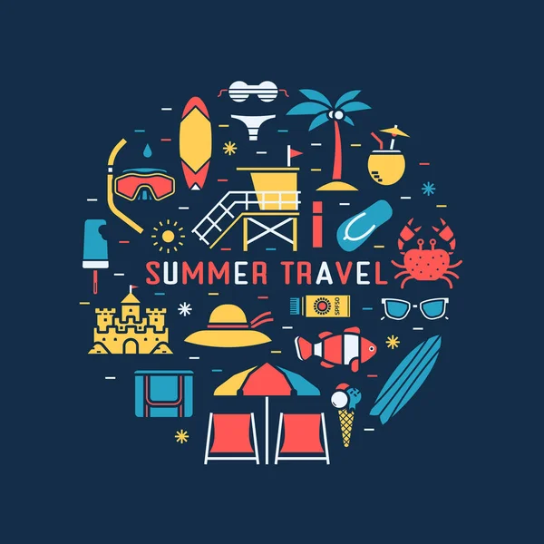 Summer Travel Concept Circle — Stock Vector